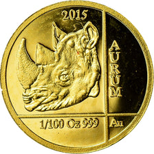 Coin, Rwanda, Rhinocéros, 10 Francs, 2015, MS(63), Gold