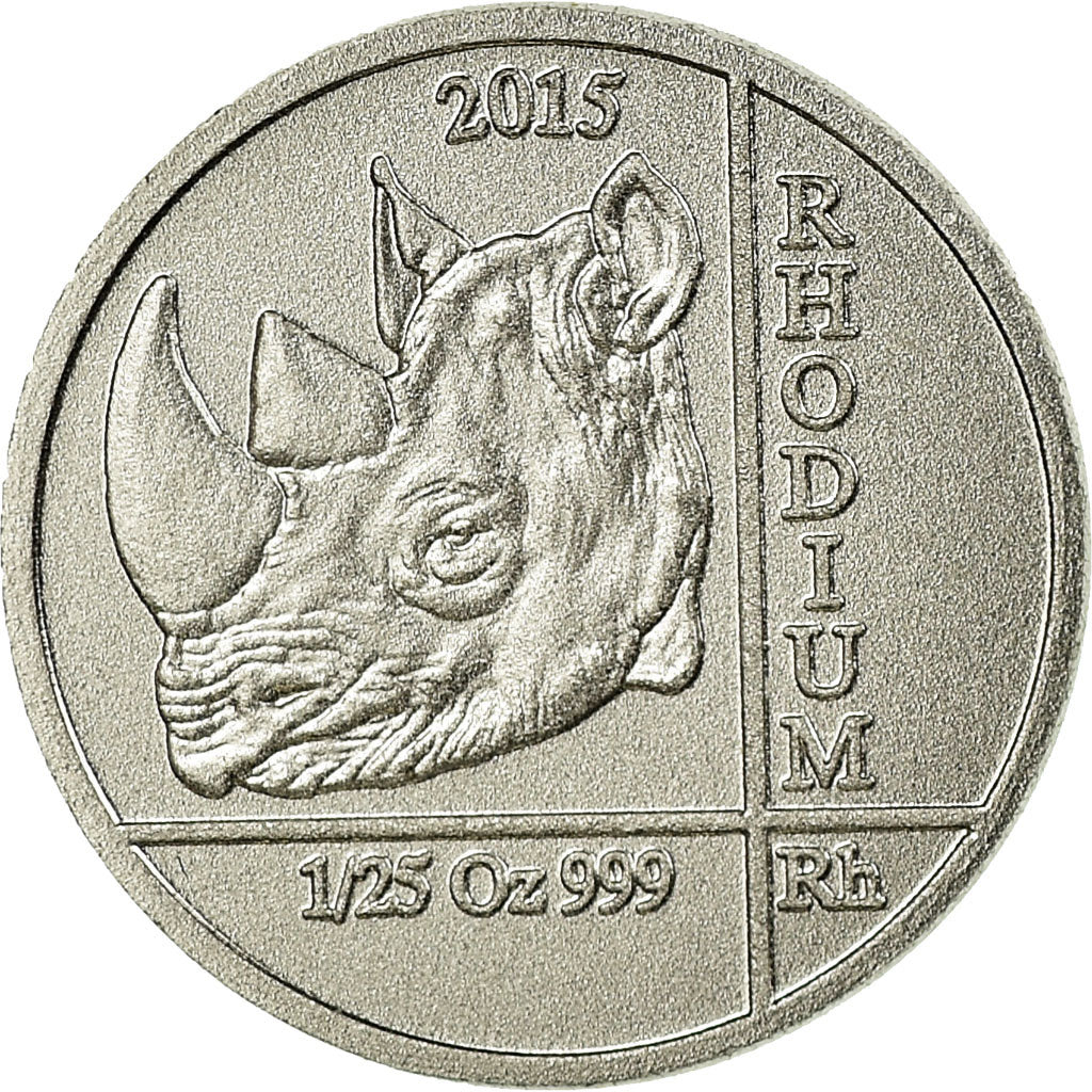 Coin, Rwanda, Rhinocéros, 10 Francs, 2015, MS(63), Rhodium