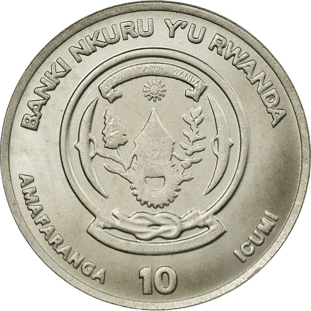 Coin, Rwanda, Rhinocéros, 10 Francs, 2015, MS(63), Iridium
