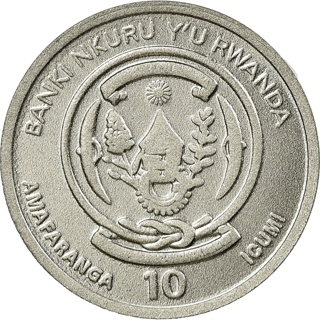 Coin, Rwanda, Rhinocéros, 10 Francs, 2015, MS(63), Ruthenium