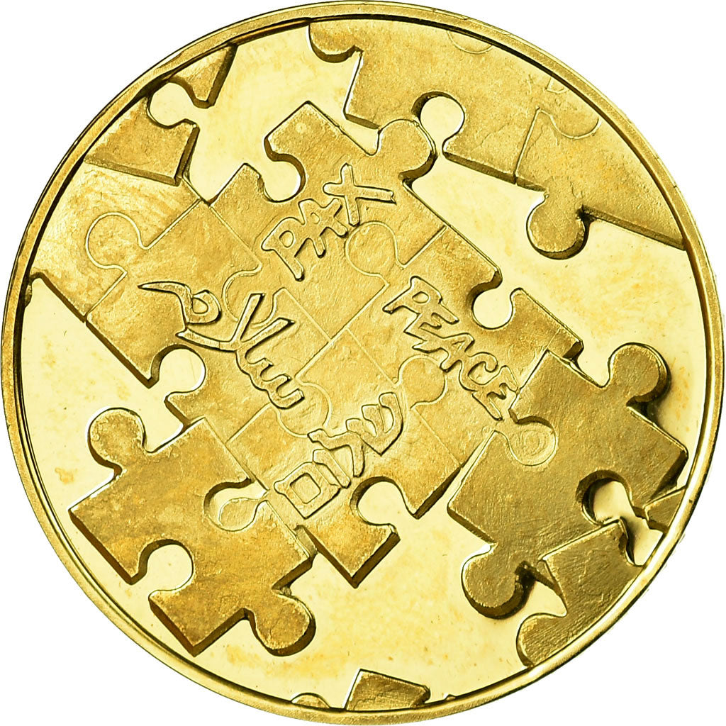 Israel, Medal, Négociations de Paix, 1991, MS(63), Gold