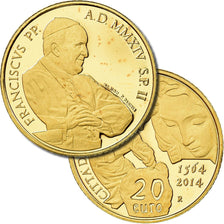 Vaticano, Pape François, 20 Euro, Décès Michelangelo, 2014, FDC, Oro