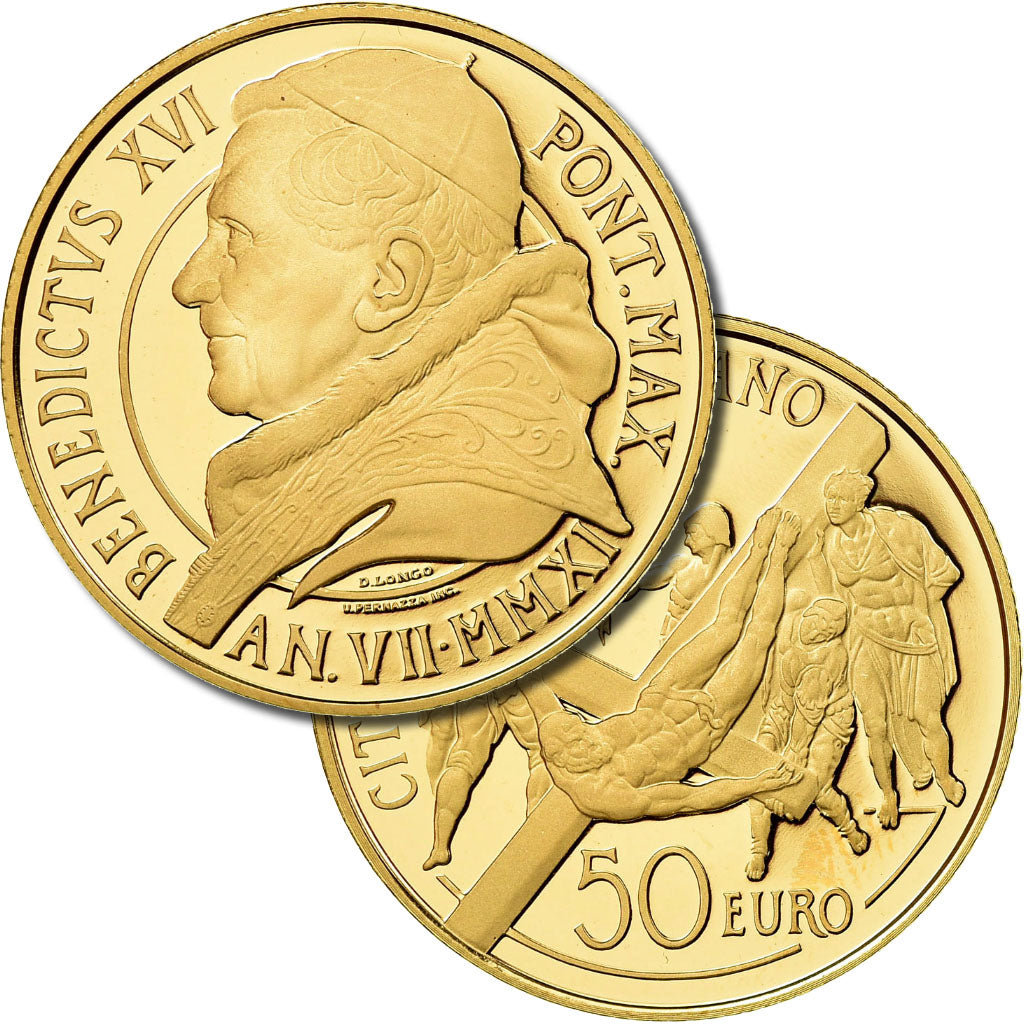 Vatican, Pape Benoit XVI, 50 Euro, La Crucifixion de St Pierre, 2011, MS(65-70)