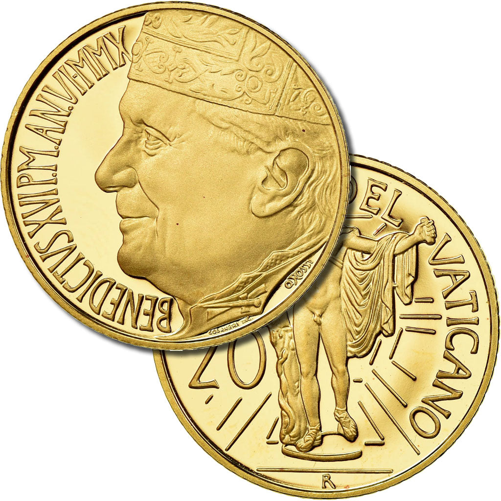 Vatican, Pape Benoit XVI, 20 Euro, Appollon du Belvédère, 2010, MS(65-70)