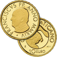 Vaticano, Pape François, 10 Euro, Le Baptême, 2014, MS(65-70), Dourado