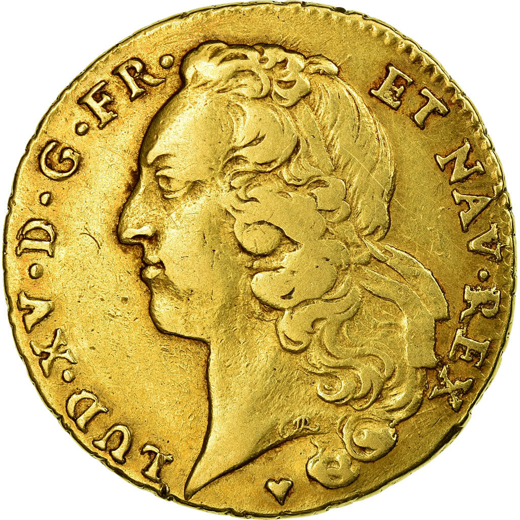 Coin, France, Louis XV, Double louis d'or au bandeau, 1748, Strasbourg