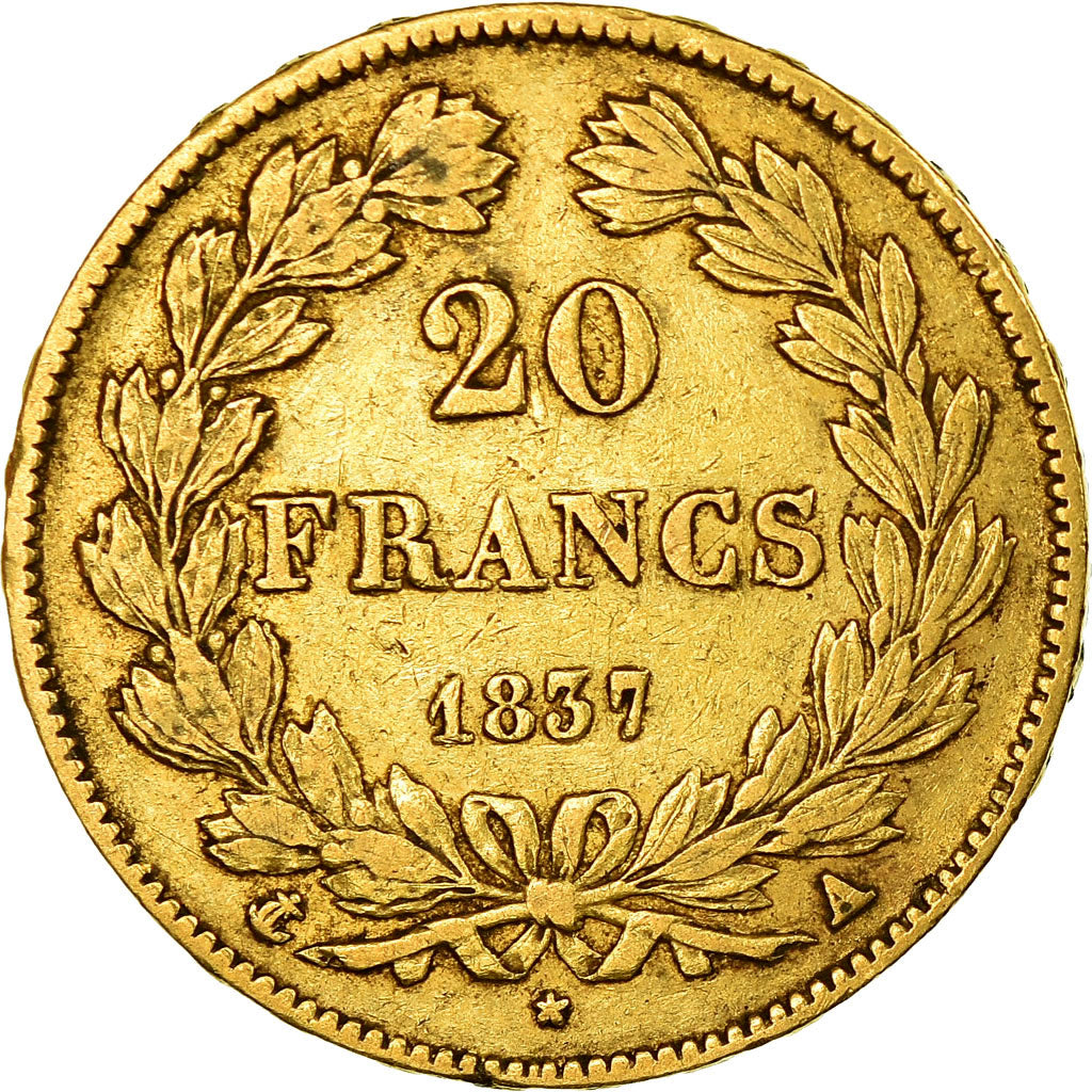 Coin, France, Louis-Philippe, 20 Francs, 1837, Paris, EF(40-45), Gold, KM:750.1