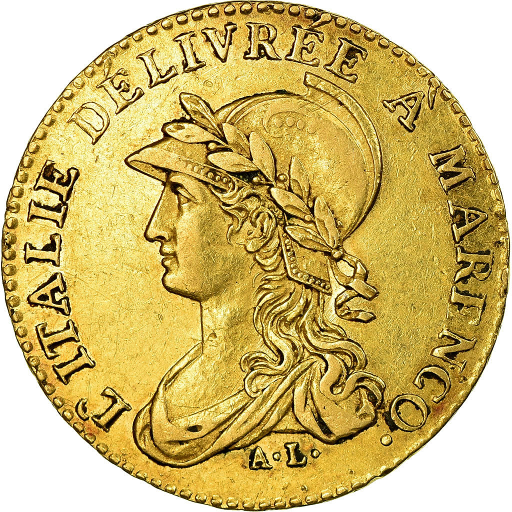 Moneta, DEPARTAMENTY WŁOSKIE, PIEDMONT REPUBLIC, 20 Francs, An 10, Marengo