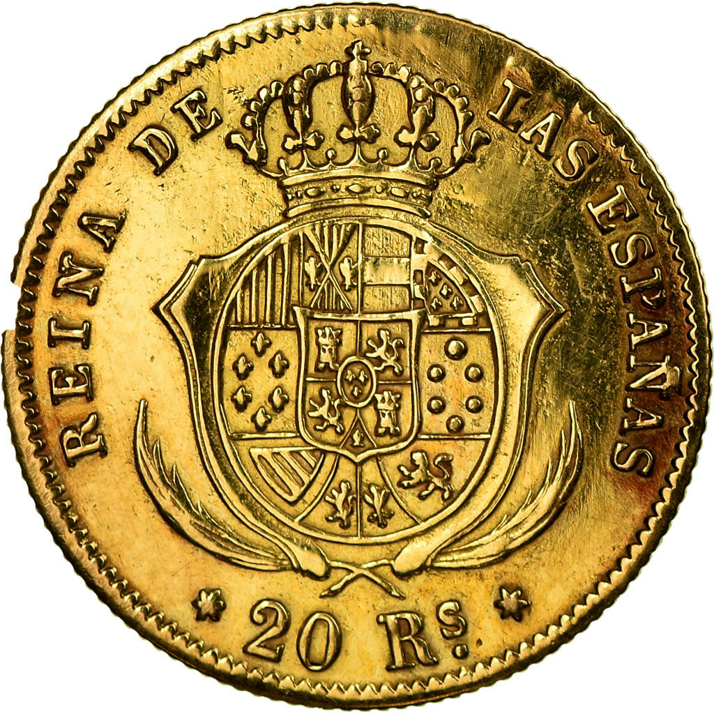 Moneda, España, Isabel II, 20 Réales, 1861, Madrid, MBC, Oro, KM:610