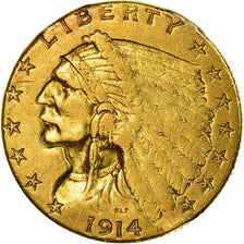 Monnaie, États-Unis, Indian Head, $2.50, Quarter Eagle, 1914, U.S. Mint