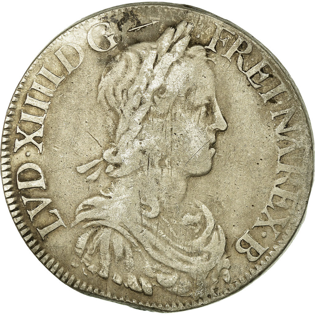 Moneta, Francja, Louis XIV, Écu de Béarn à la mèche longue, Ecu, 1662, Pau