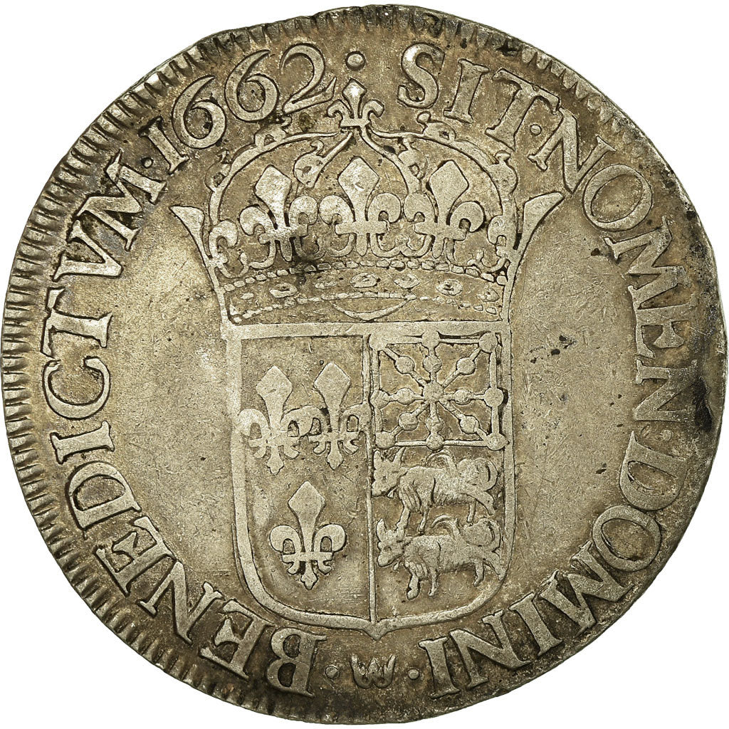 Moneta, Francja, Louis XIV, Écu de Béarn à la mèche longue, Ecu, 1662, Pau
