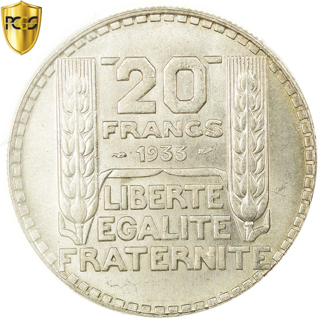 Monnaie, France, Turin, 20 Francs, 1933, Paris, PCGS, MS65, Argent, Gadoury:852