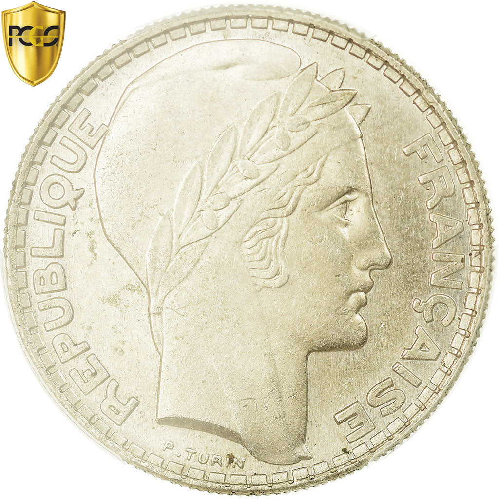 Coin, France, Turin, 20 Francs, 1929, Paris, PCGS, MS63, Silver, KM:879, graded