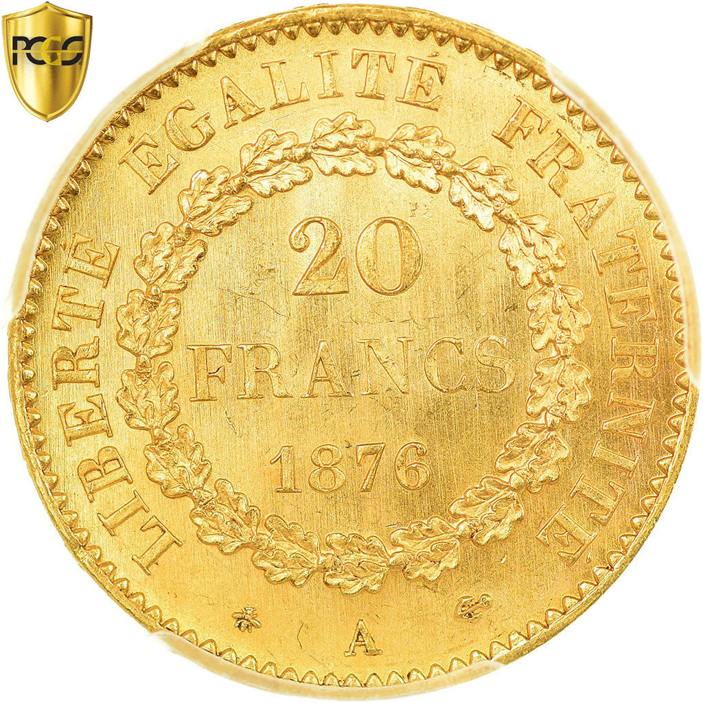 Coin, France, Génie, 20 Francs, 1876, Paris, PCGS, MS66, MS(65-70), Gold