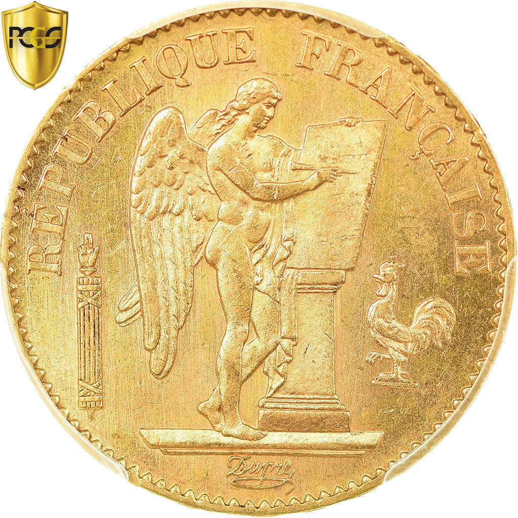 Coin, France, Génie, 20 Francs, 1877, Paris, PCGS, MS64, Gold, KM:825, graded
