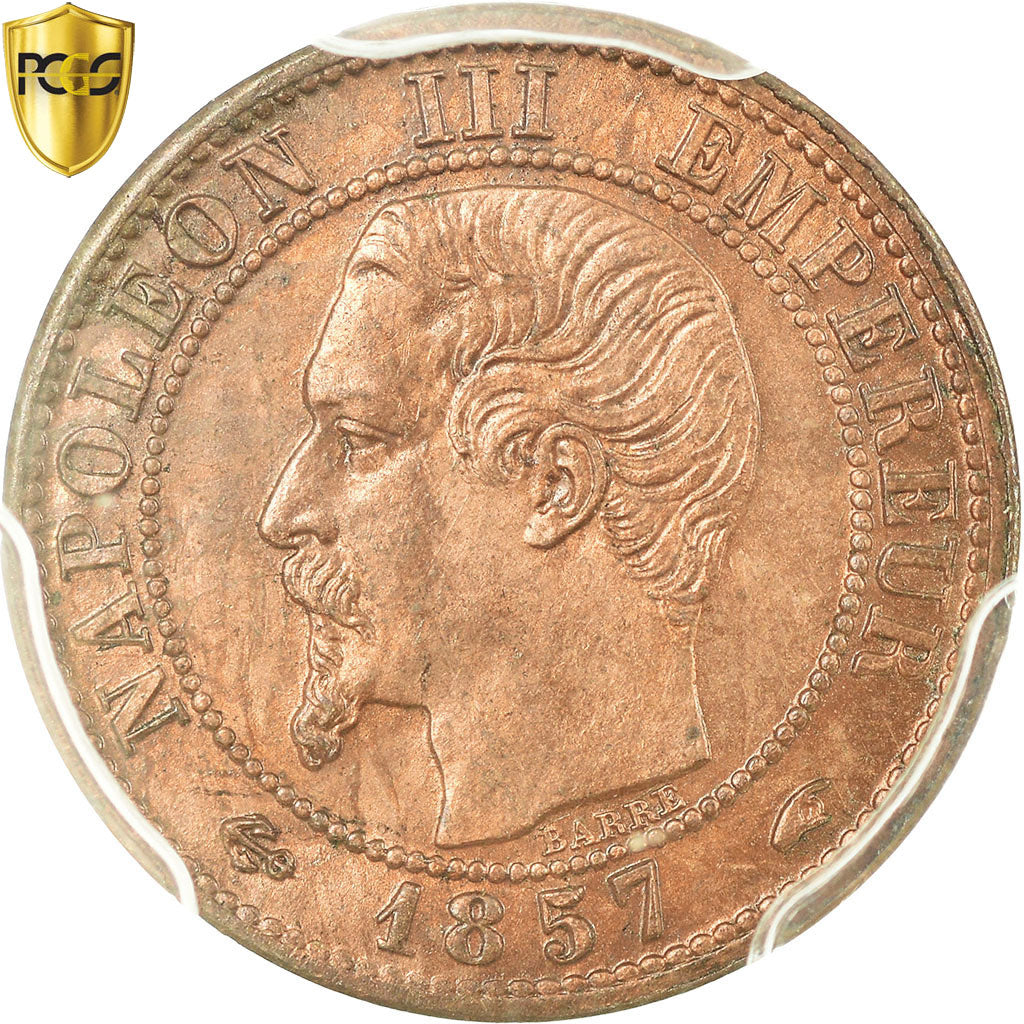 Monnaie, France, Napoleon III, Napoléon III, Centime, 1857, Paris, PCGS