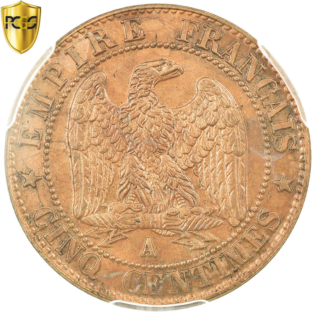Coin, France, Napoleon III, 5 Centimes, 1857, Paris, PCGS MS64RB