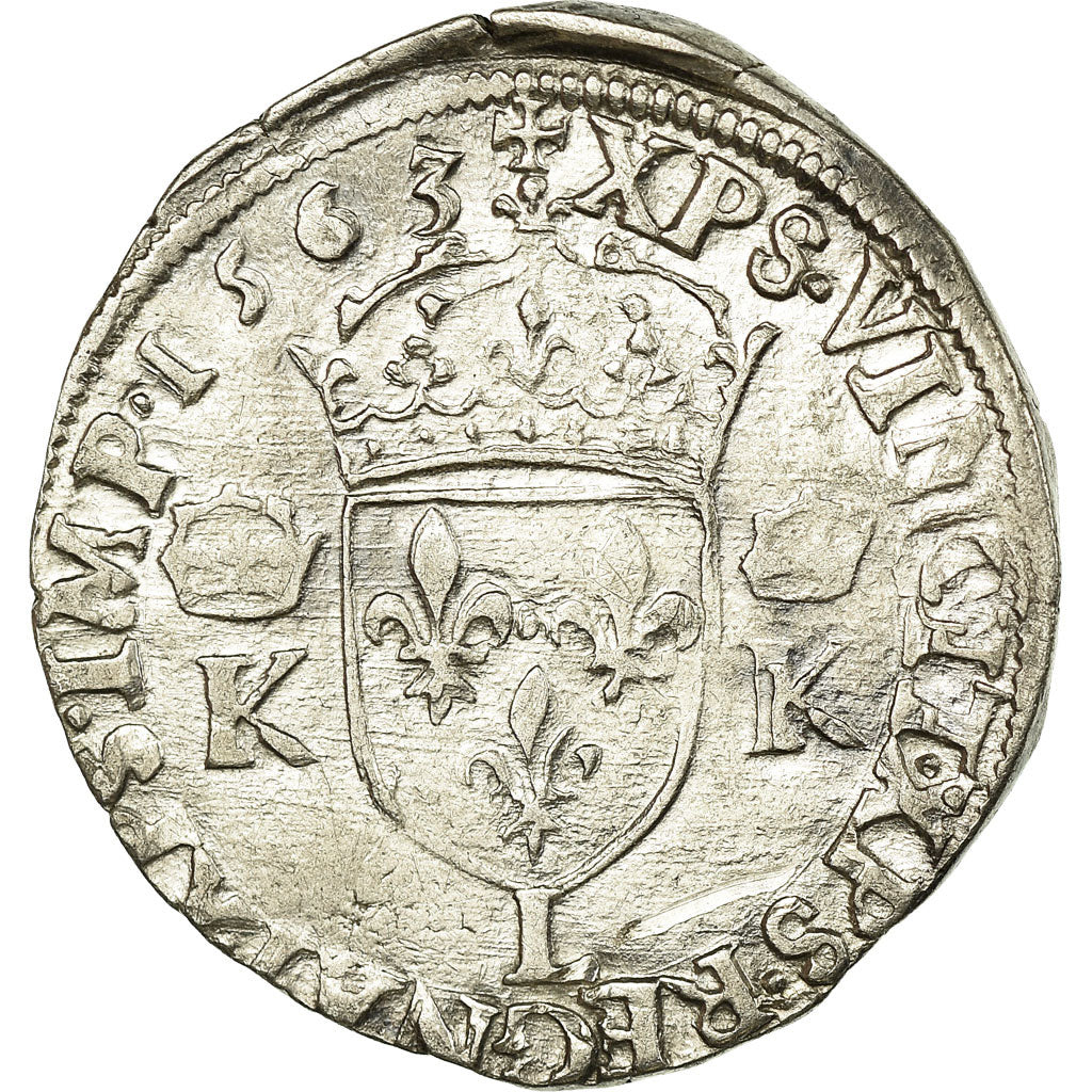 Coin, France, Teston, 1563, Bayonne, VF(30-35), Silver, Sombart:4602