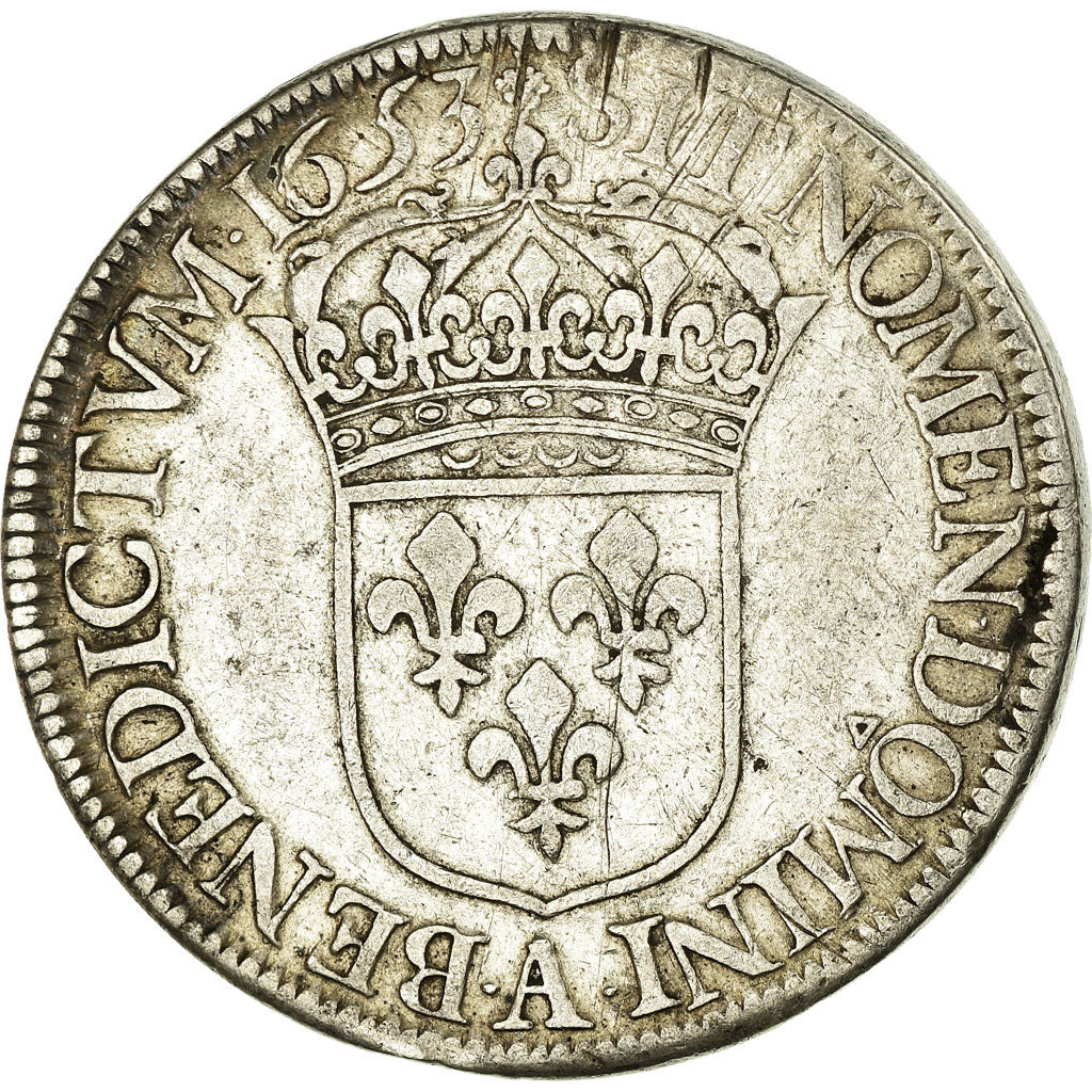 Moneda, Francia, Louis XIV, Écu à la mèche longue, Ecu, 1653, Paris, BC+