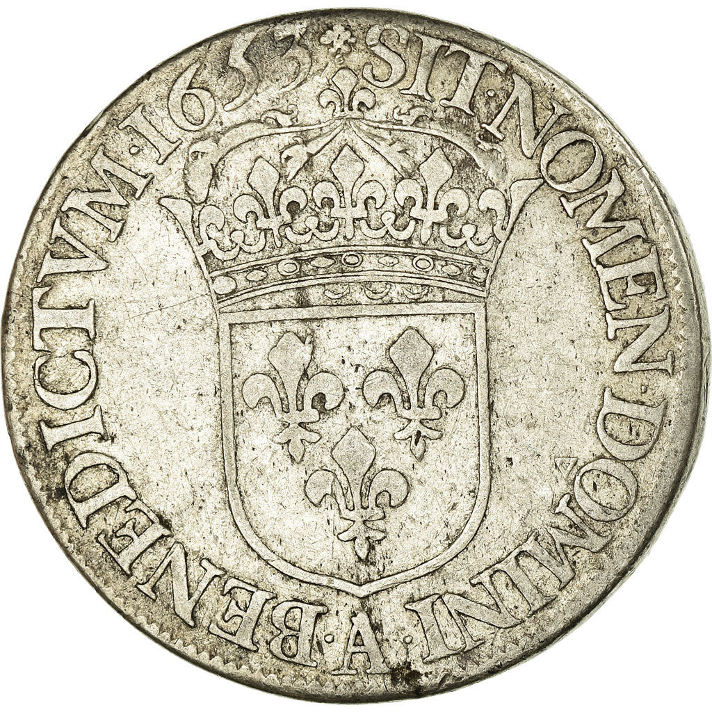 Coin, France, Louis XIV, Écu à la mèche longue, Ecu, 1653, Paris, VF(20-25)