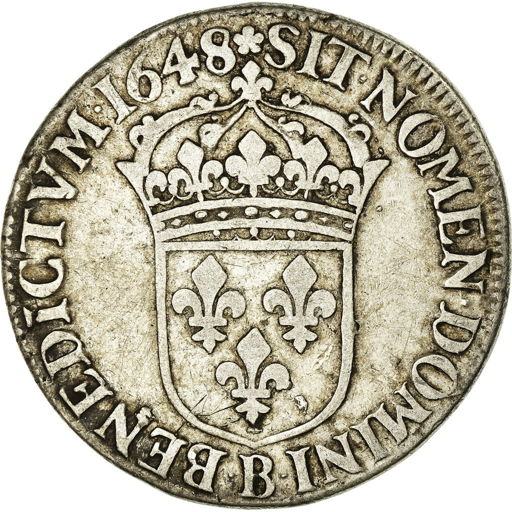 Moneta, Francja, Louis XIV, Écu à la mèche longue, Ecu, 1648, Rouen