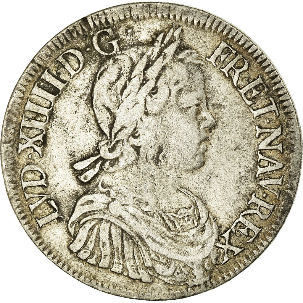 Moneta, Francia, Louis XIV, Écu à la mèche longue, Ecu, 1647, La Rochelle
