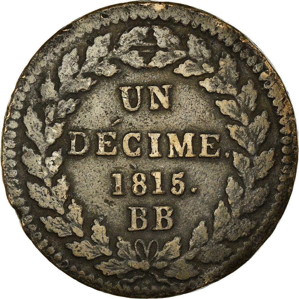 Coin, France, Louis XVIII, Decime, 1815, Strasbourg, VF(30-35), Bronze, KM:701