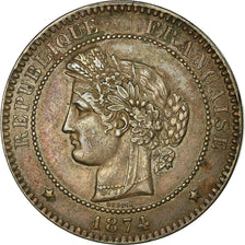 Munten, Frankrijk, Cérès, 10 Centimes, 1874, Bordeaux, ZF, Bronze, KM:815.2