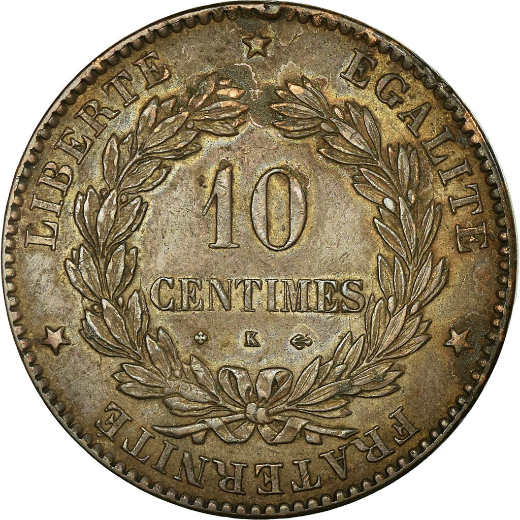 Coin, France, Cérès, 10 Centimes, 1874, Bordeaux, EF(40-45), Bronze, KM:815.2