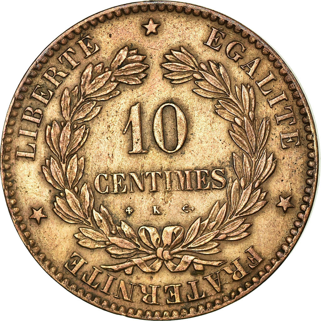 Monnaie, France, Cérès, 10 Centimes, 1872, Bordeaux, TTB, Bronze