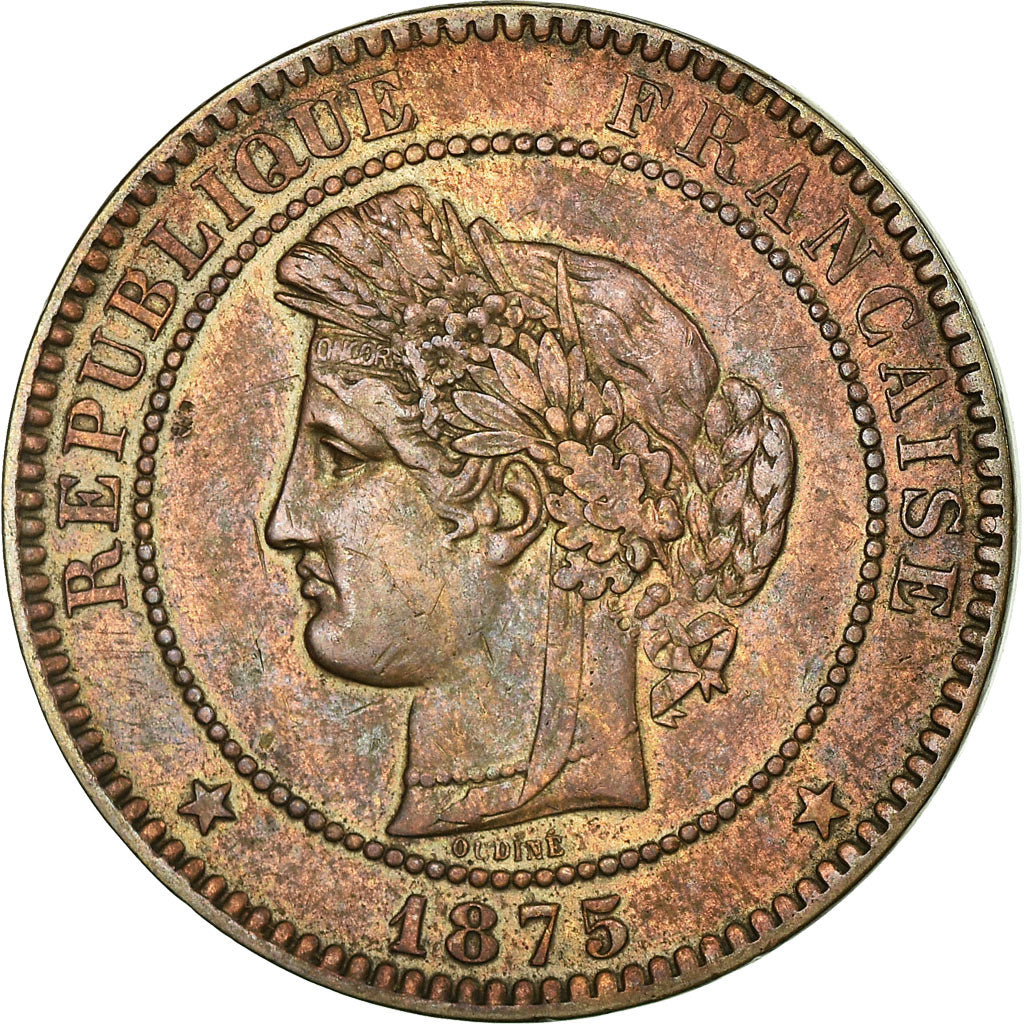 Monnaie, France, Cérès, 10 Centimes, 1875, Bordeaux, TTB, Bronze