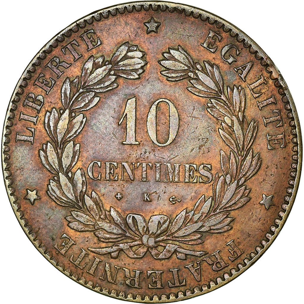 Monnaie, France, Cérès, 10 Centimes, 1875, Bordeaux, TTB, Bronze