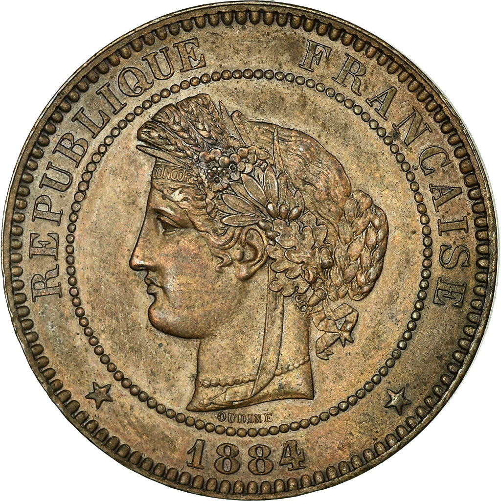 Coin, France, Cérès, 10 Centimes, 1884, Paris, AU(50-53), Bronze, KM:815.1