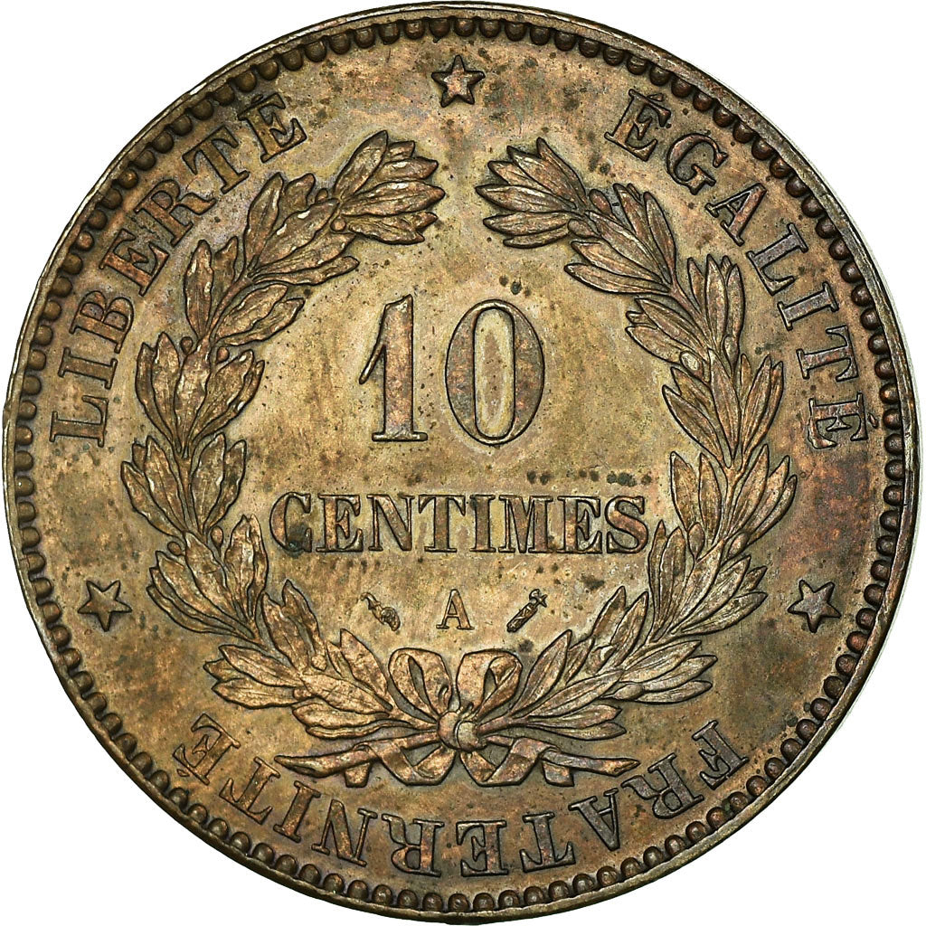 Coin, France, Cérès, 10 Centimes, 1884, Paris, AU(50-53), Bronze, KM:815.1
