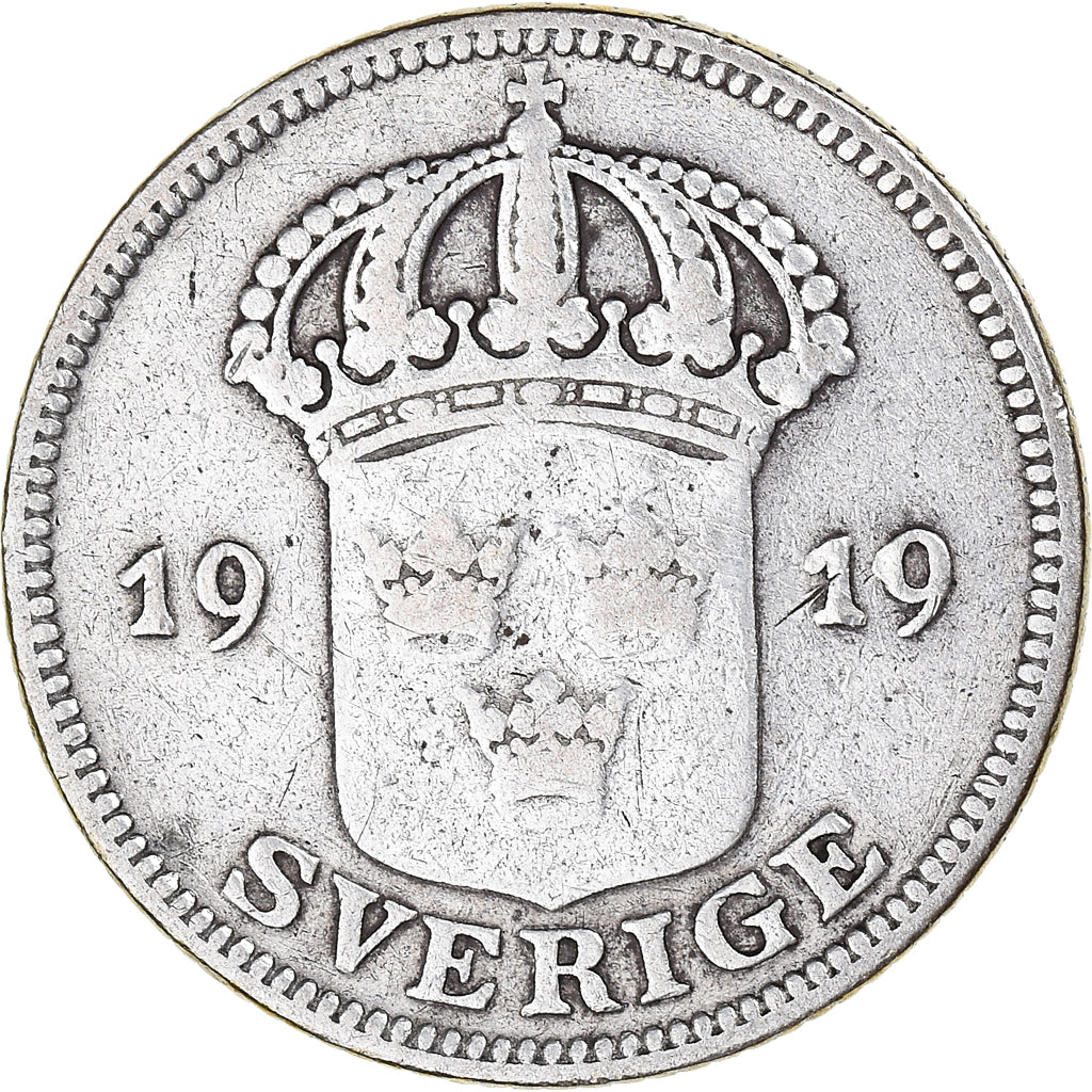 Coin, Sweden, Gustaf V, 50 Öre, 1919, EF(40-45), Silver, KM:788