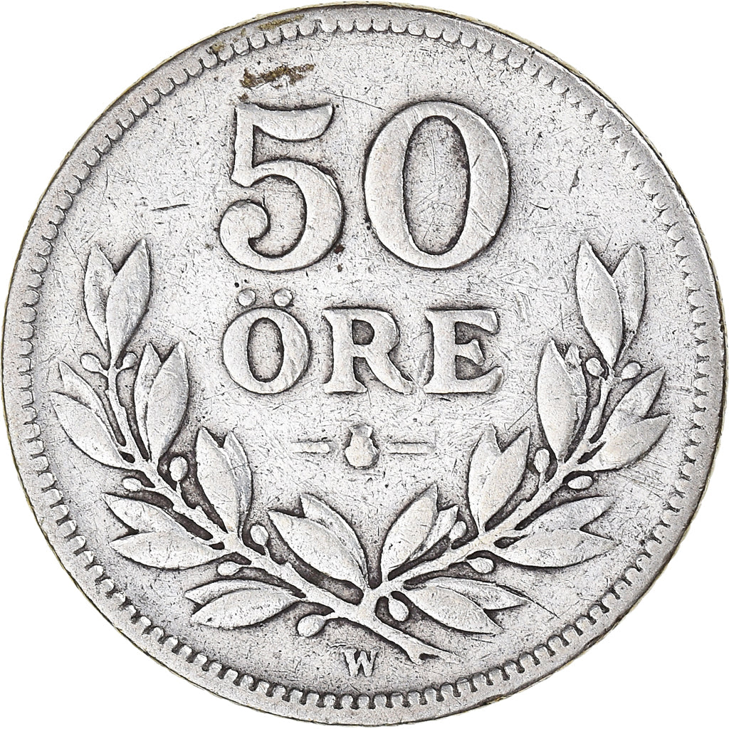 Coin, Sweden, Gustaf V, 50 Öre, 1919, EF(40-45), Silver, KM:788