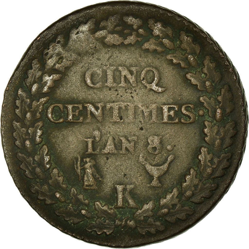 Monnaie, France, Dupré, 5 Centimes, AN 8/5, Bordeaux, TTB, Bronze