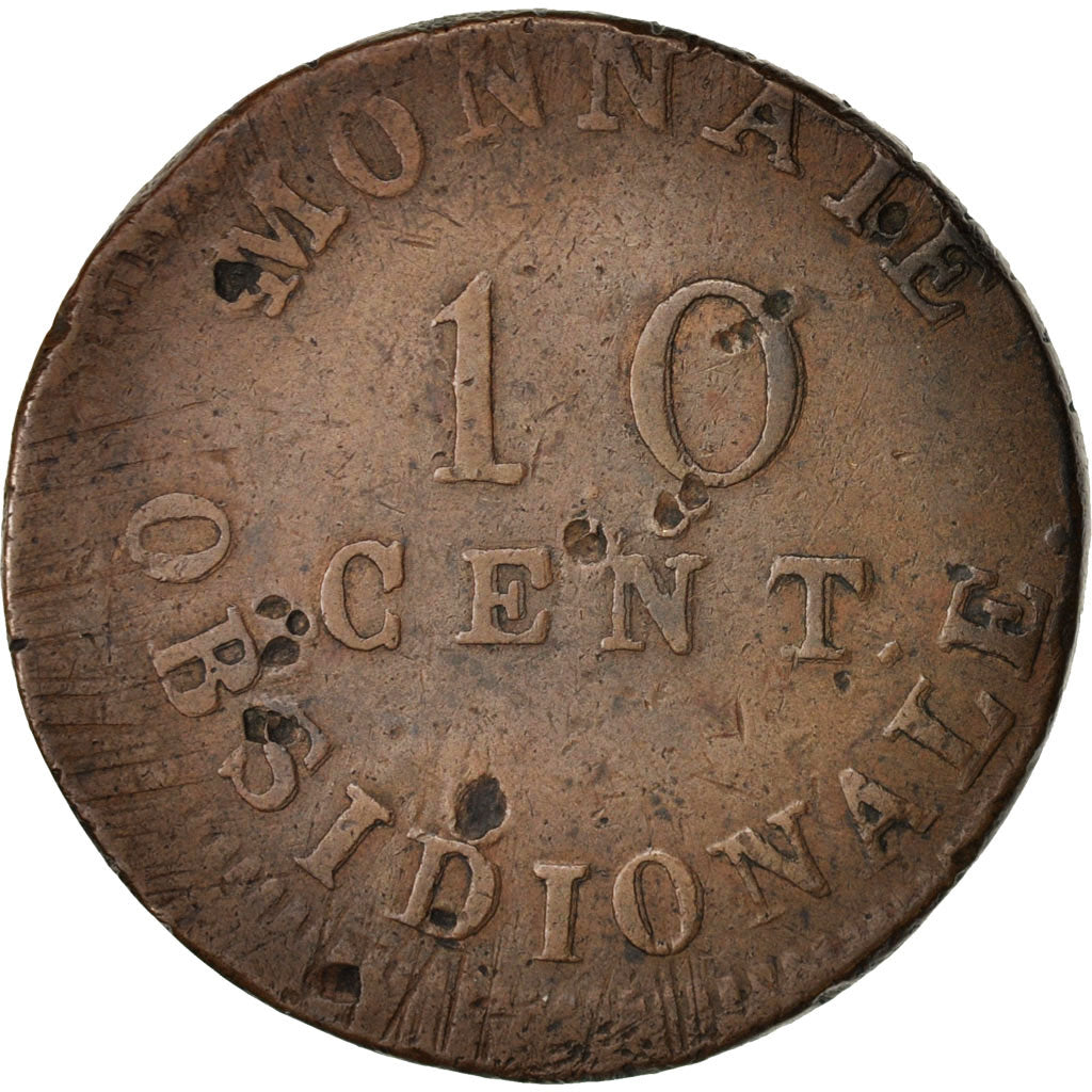 FRENCH STATES, ANTWERP, 10 Centimes, 1814, W, KM:5.4