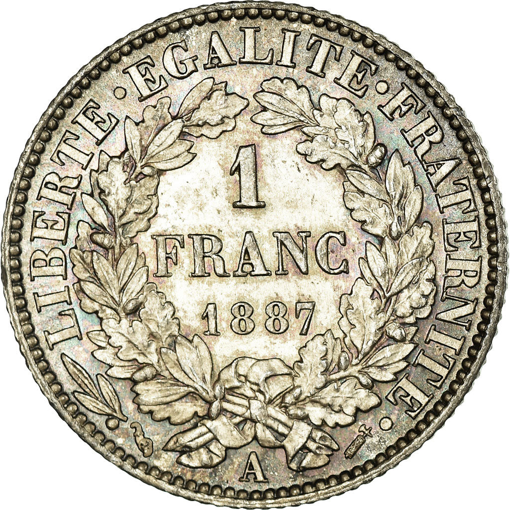 Moneda, Francia, Cérès, Franc, 1887, Paris, EBC+, Plata, KM:822.1