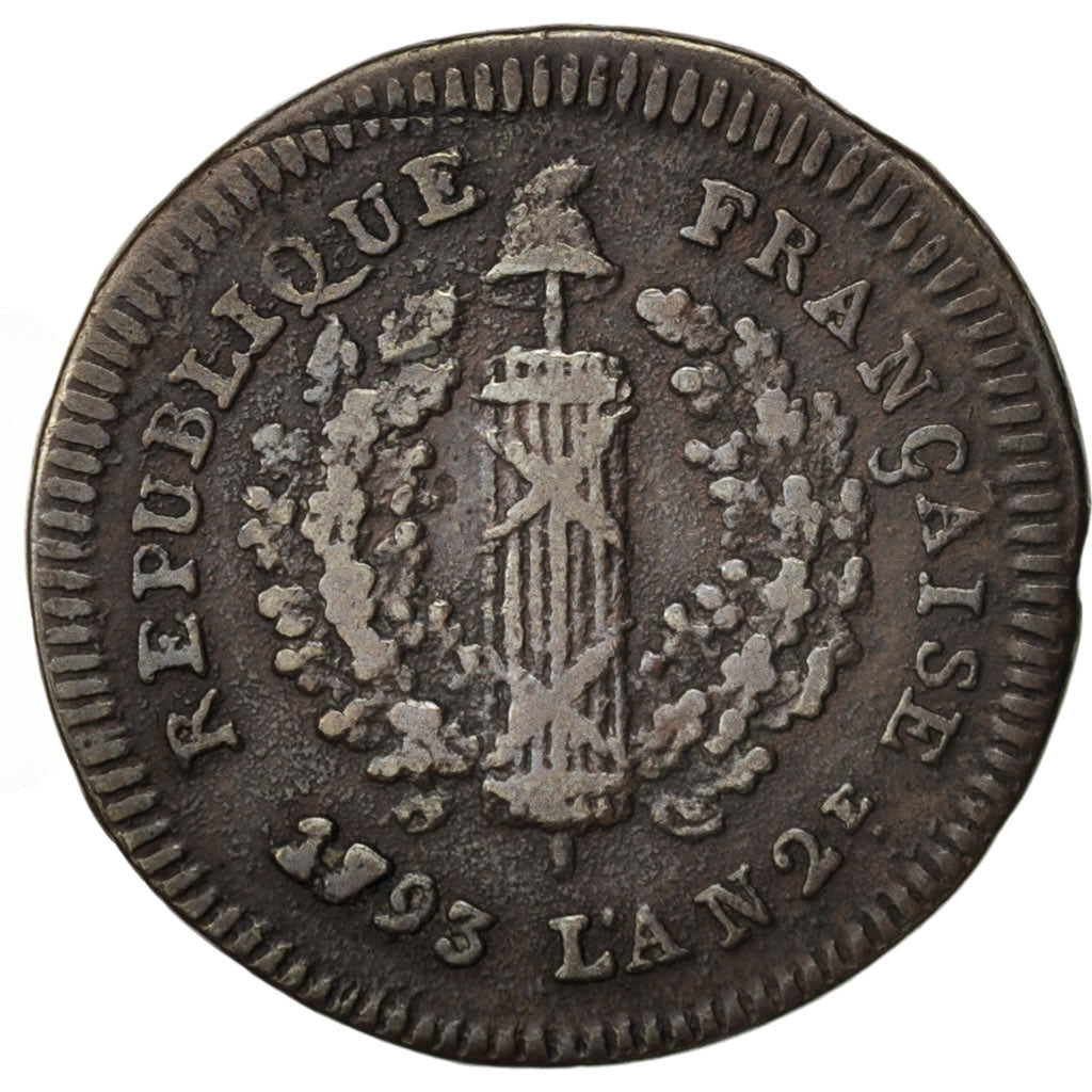 German States, MAINZ, 2 Sols, 1793, Mayence, KM:602