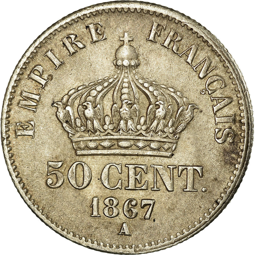 Coin, France, Napoleon III, Napoléon III, 50 Centimes, 1867, Paris, MS(60-62)