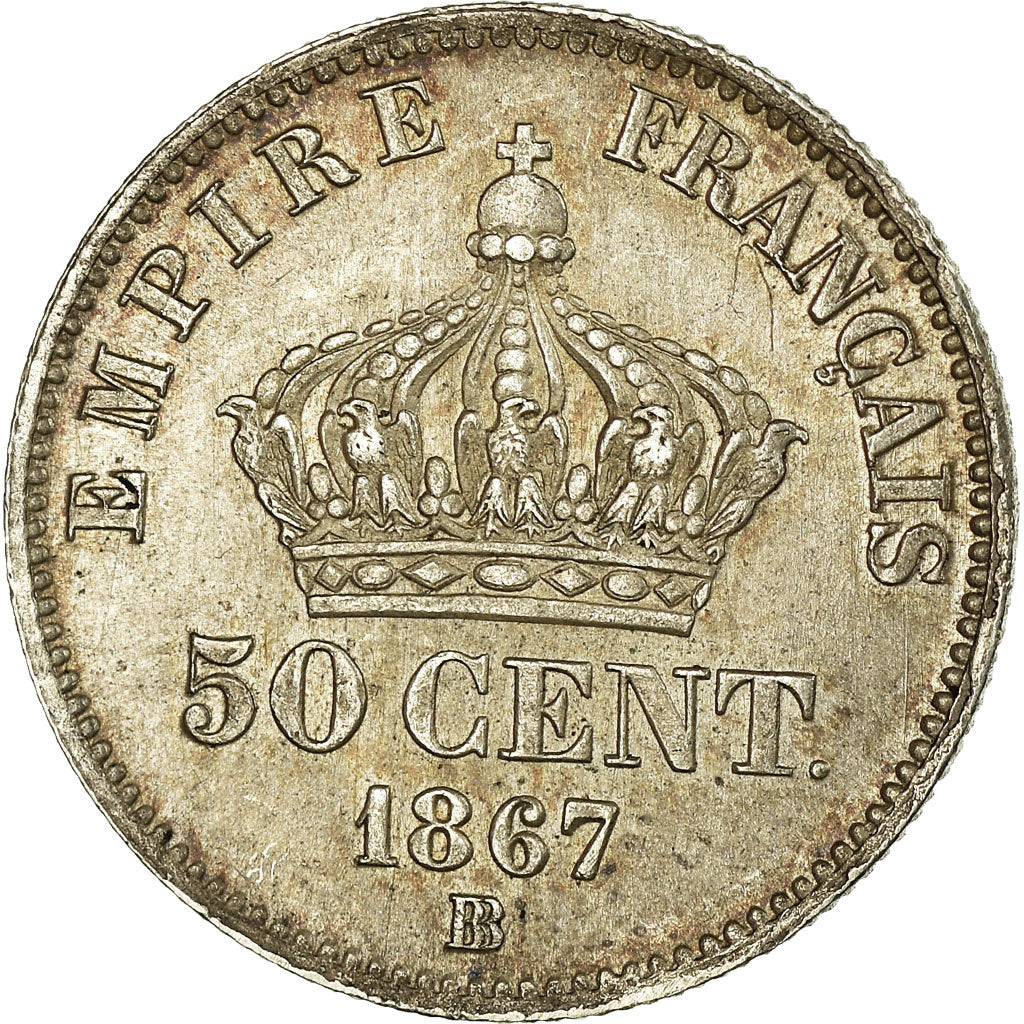 Coin, France, Napoleon III, Napoléon III, 50 Centimes, 1867, Strasbourg