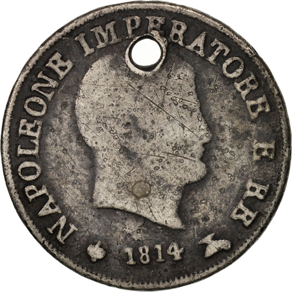 États italiens, Napoleon I, 10 Soldi, 1814, Milan, KM:6.1