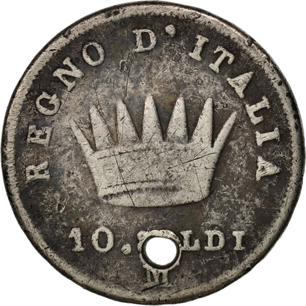 États italiens, Napoleon I, 10 Soldi, 1814, Milan, KM:6.1