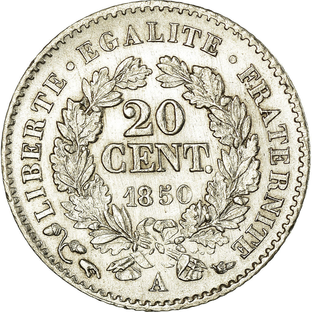 Monnaie, France, Cérès, 20 Centimes, 1850, Paris, SUP, Argent, Gadoury:303