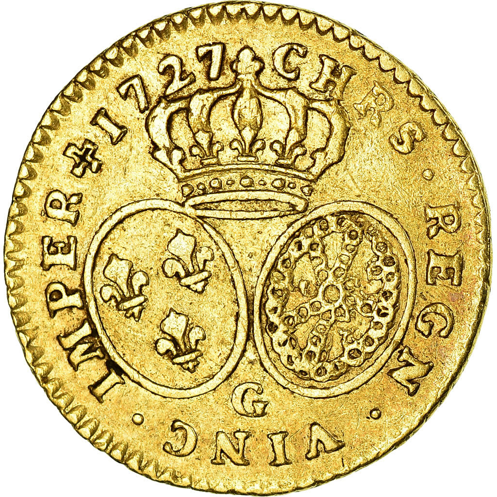 Moeda, França, Louis XV, 1/2 Louis d'or aux lunettes, 1/2 Louis d'or, 1727