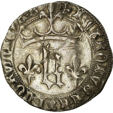 Moneta, Francja, Charles VII, Blanc au K, Bourges, EF(40-45), Bilon