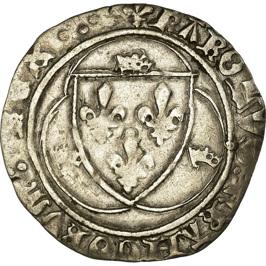 Coin, France, Charles VII, Blanc à la couronne, Angers, EF(40-45), Billon