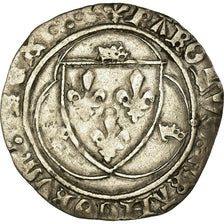 Monnaie, France, Charles VII, Blanc à la couronne, Angers, TTB, Billon
